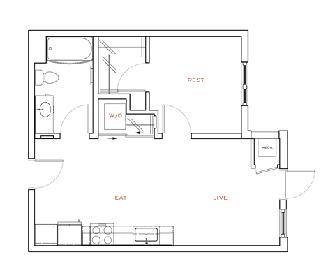 A floor plan of a house with labeled rooms including a living room, dining room, and kitchen.